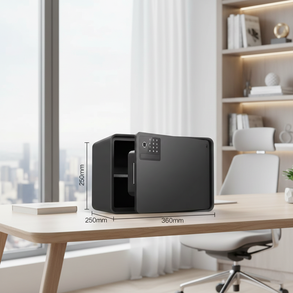 Coffre-Fort à Empreinte Digitale avec Code et Clé de Secours