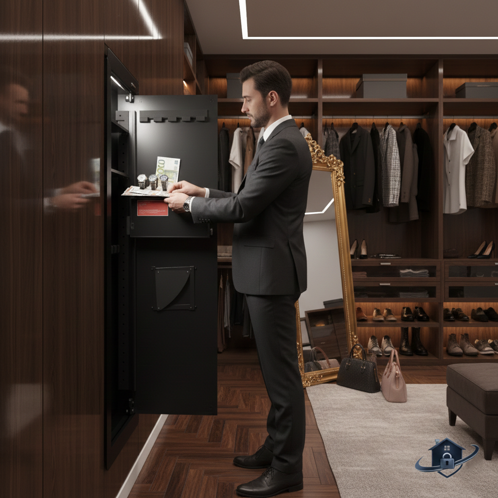 Coffre-Fort de Sécurité Encastrable avec Clé et Pavé Numérique - 65 x 42 x 10 cm