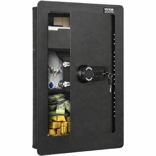 Coffre-Fort de Sécurité Encastrable avec Clé et Pavé Numérique - 65 x 42 x 10 cm